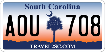 SC license plate AOU708