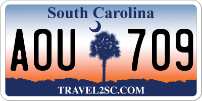 SC license plate AOU709