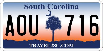 SC license plate AOU716