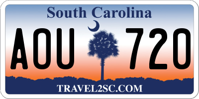 SC license plate AOU720