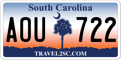 SC license plate AOU722