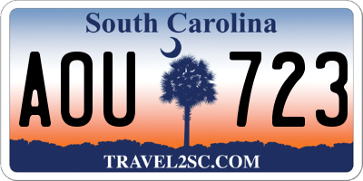 SC license plate AOU723