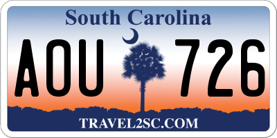 SC license plate AOU726