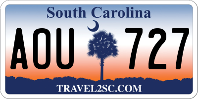 SC license plate AOU727