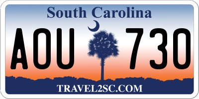 SC license plate AOU730