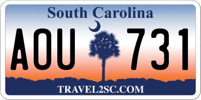 SC license plate AOU731