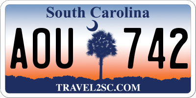 SC license plate AOU742