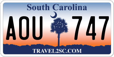 SC license plate AOU747