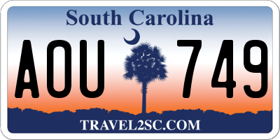 SC license plate AOU749