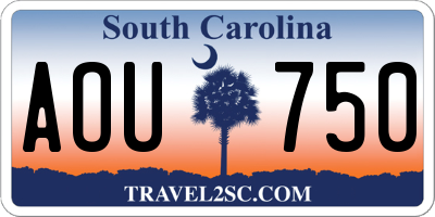 SC license plate AOU750