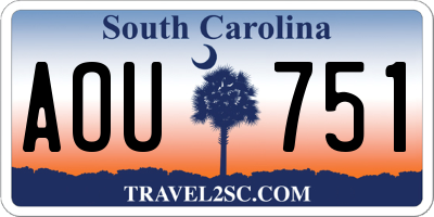 SC license plate AOU751