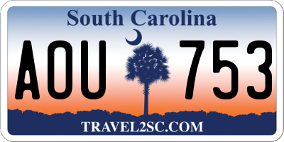 SC license plate AOU753