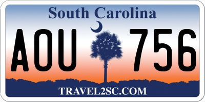 SC license plate AOU756