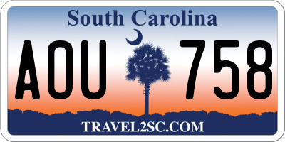 SC license plate AOU758