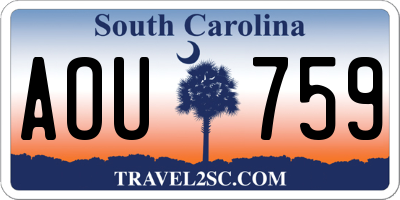 SC license plate AOU759