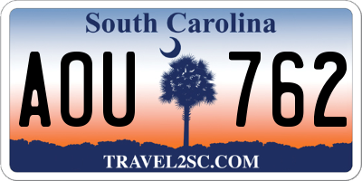 SC license plate AOU762
