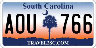 SC license plate AOU766
