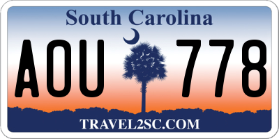 SC license plate AOU778