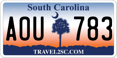 SC license plate AOU783