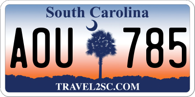 SC license plate AOU785