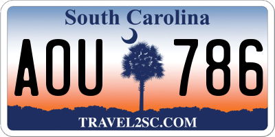 SC license plate AOU786