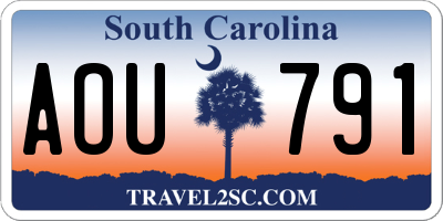 SC license plate AOU791