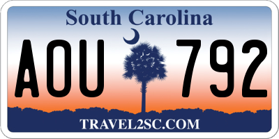 SC license plate AOU792