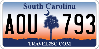 SC license plate AOU793