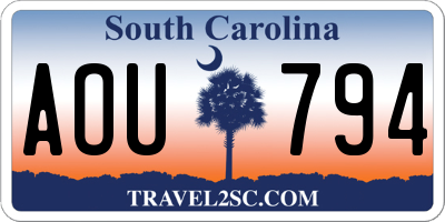 SC license plate AOU794