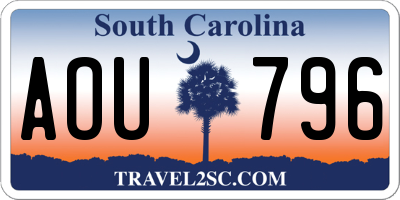 SC license plate AOU796