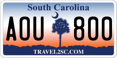 SC license plate AOU800