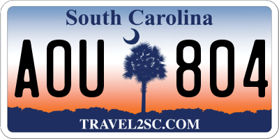 SC license plate AOU804