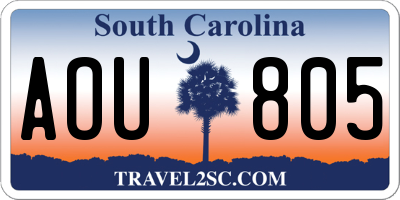 SC license plate AOU805