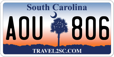 SC license plate AOU806