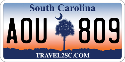 SC license plate AOU809