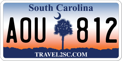 SC license plate AOU812