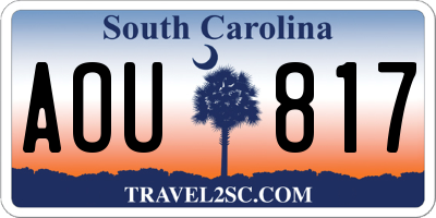 SC license plate AOU817