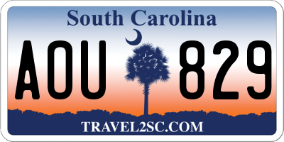 SC license plate AOU829