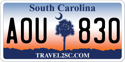 SC license plate AOU830