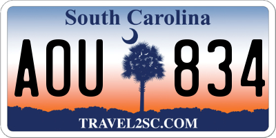 SC license plate AOU834