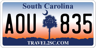 SC license plate AOU835