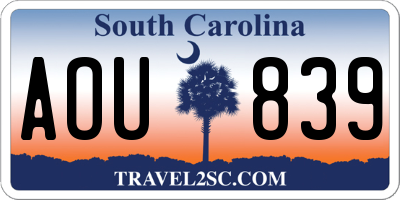 SC license plate AOU839