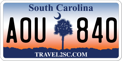 SC license plate AOU840