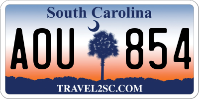SC license plate AOU854