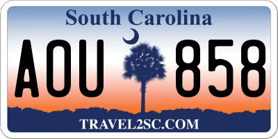 SC license plate AOU858