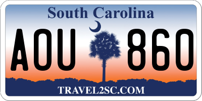 SC license plate AOU860