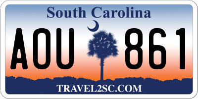 SC license plate AOU861
