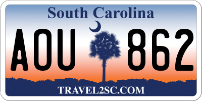 SC license plate AOU862