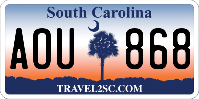 SC license plate AOU868