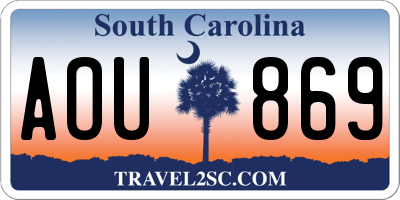 SC license plate AOU869
